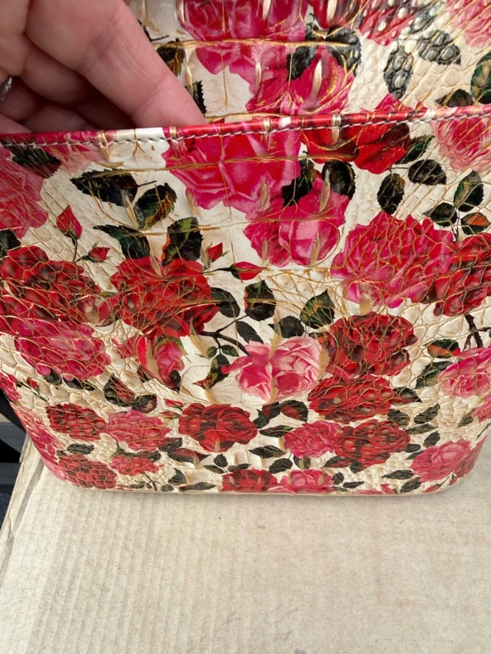 Brahmin Romantic Roses Floral Croc-Embossed Crossbody - Picture 3 of 4